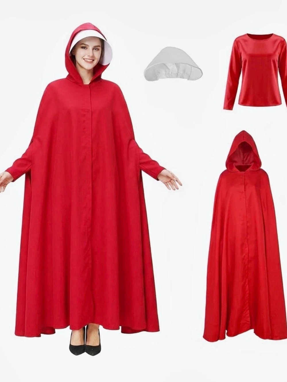 Red & White Hooded Cape Costume Size Medium